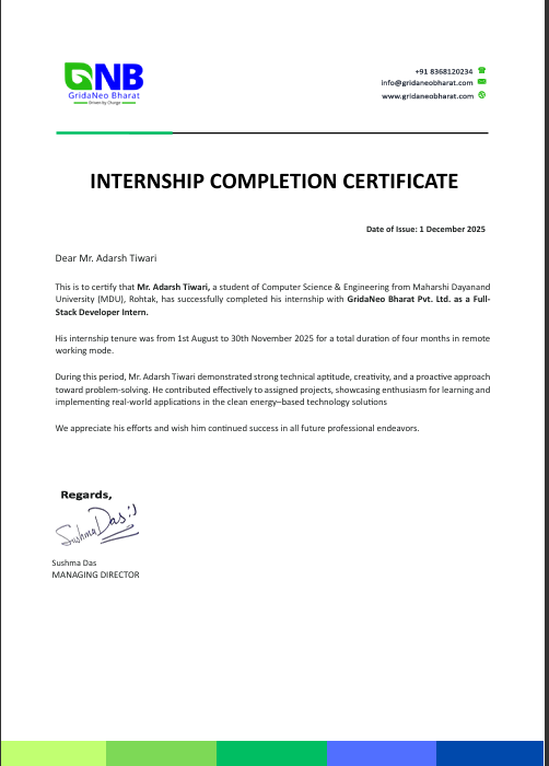 Full Stack Web Development Internship
